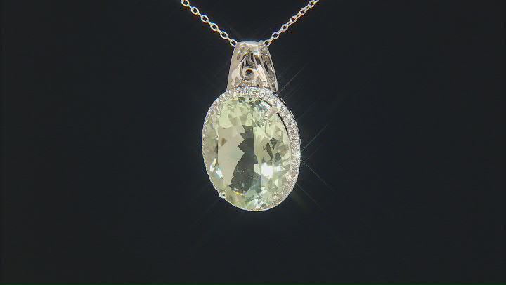 Green Prasiolite Rhodium Over Sterling Silver Pendant With Chain 17.80ctw Video Thumbnail