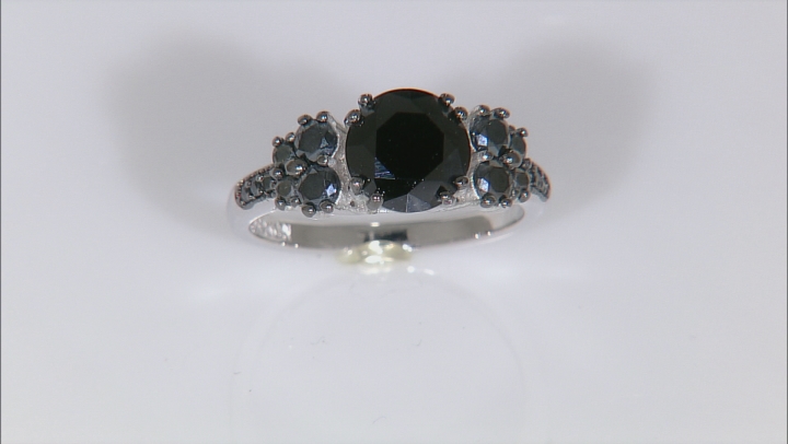 Black Spinel Rhodium Over Sterling Silver 3 Ring Set 3.92ctw Video Thumbnail