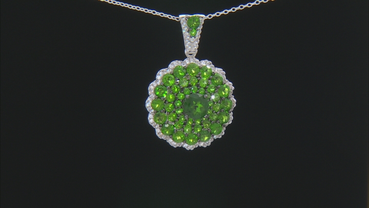 Green Chrome Diopside Rhodium Over Sterling Silver Pendant With Chain 5.80ctw Video Thumbnail