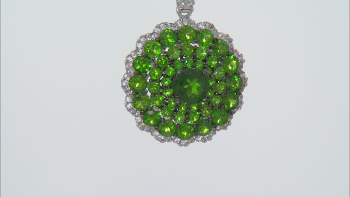 Green Chrome Diopside Rhodium Over Sterling Silver Pendant With Chain 5.80ctw Video Thumbnail