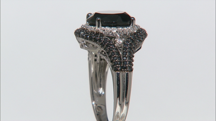 Black Spinel Rhodium Over Sterling Silver Ring 6.72ctw Video Thumbnail