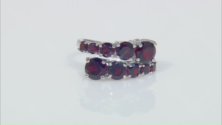 Red Garnet Rhodium Over Sterling Silver Ring 3.80ctw Video Thumbnail