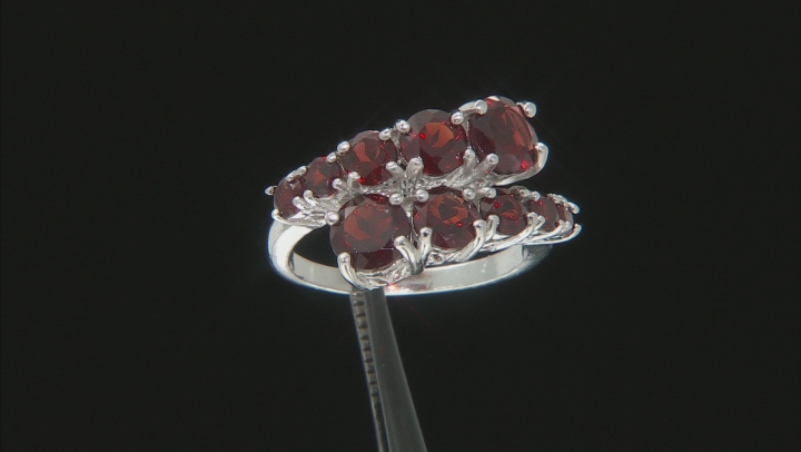 Red Garnet Rhodium Over Sterling Silver Ring 3.80ctw Video Thumbnail