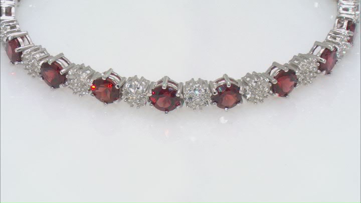 Red Garnet Rhodium Over Sterling Silver Bracelet 11.65ctw Video Thumbnail