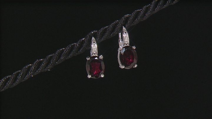 Red Garnet Rhodium Over Sterling Silver Earrings 5.61ctw