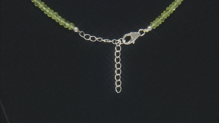 Green Peridot Rhodium Over Sterling Silver Beaded Necklace Approximately 55.00ctw Video Thumbnail