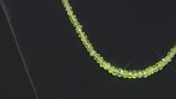 Green Peridot Rhodium Over Sterling Silver Beaded Necklace Approximately 55.00ctw Video Thumbnail