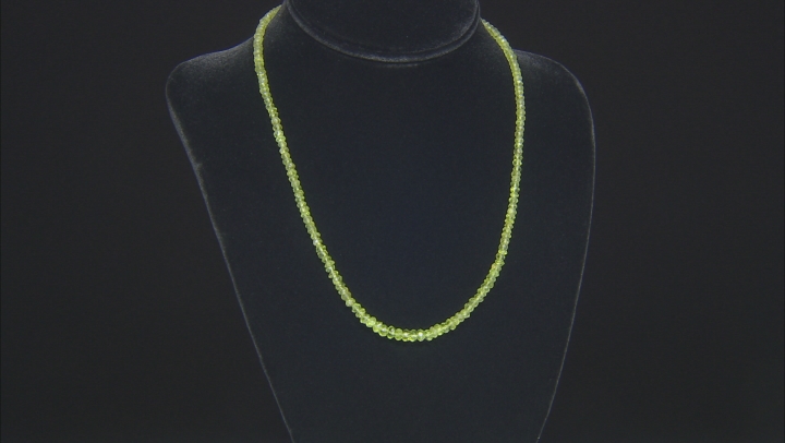 Green Peridot Rhodium Over Sterling Silver Beaded Necklace Approximately 55.00ctw Video Thumbnail