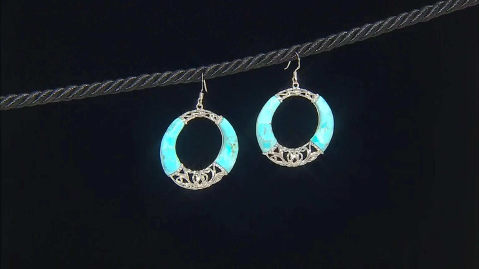 Blue Composite Turquoise Rhodium Over Sterling Silver Dangle Earrings Video Thumbnail