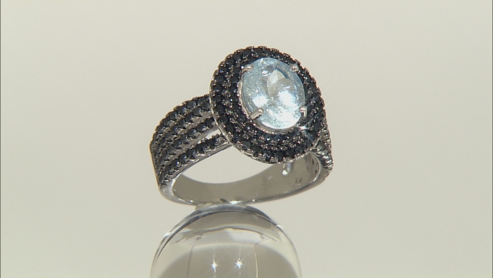 Blue Aquamarine Rhodium Over Sterling Silver Ring 2.80ctw Video Thumbnail