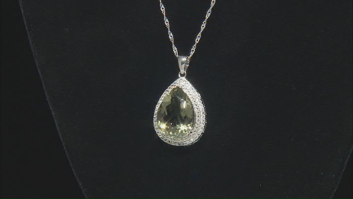 Green Prasiolite Rhodium Over Sterling Silver Pendant With Chain 16.55ctw Video Thumbnail