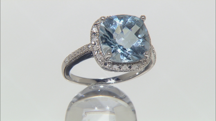 Blue Topaz Rhodium Over Sterling Silver Ring 7.60ctw Video Thumbnail