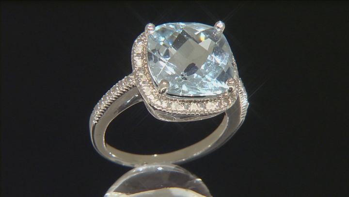 Blue Topaz Rhodium Over Sterling Silver Ring 7.60ctw Video Thumbnail