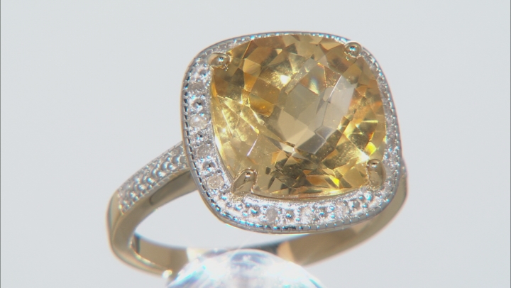 Yellow Citrine And White Diamond 18k Yellow Gold Over Sterling Silver Ring 5.70ctw Video Thumbnail