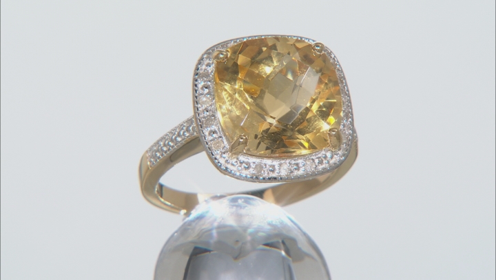 Yellow Citrine And White Diamond 18k Yellow Gold Over Sterling Silver Ring 5.70ctw Video Thumbnail