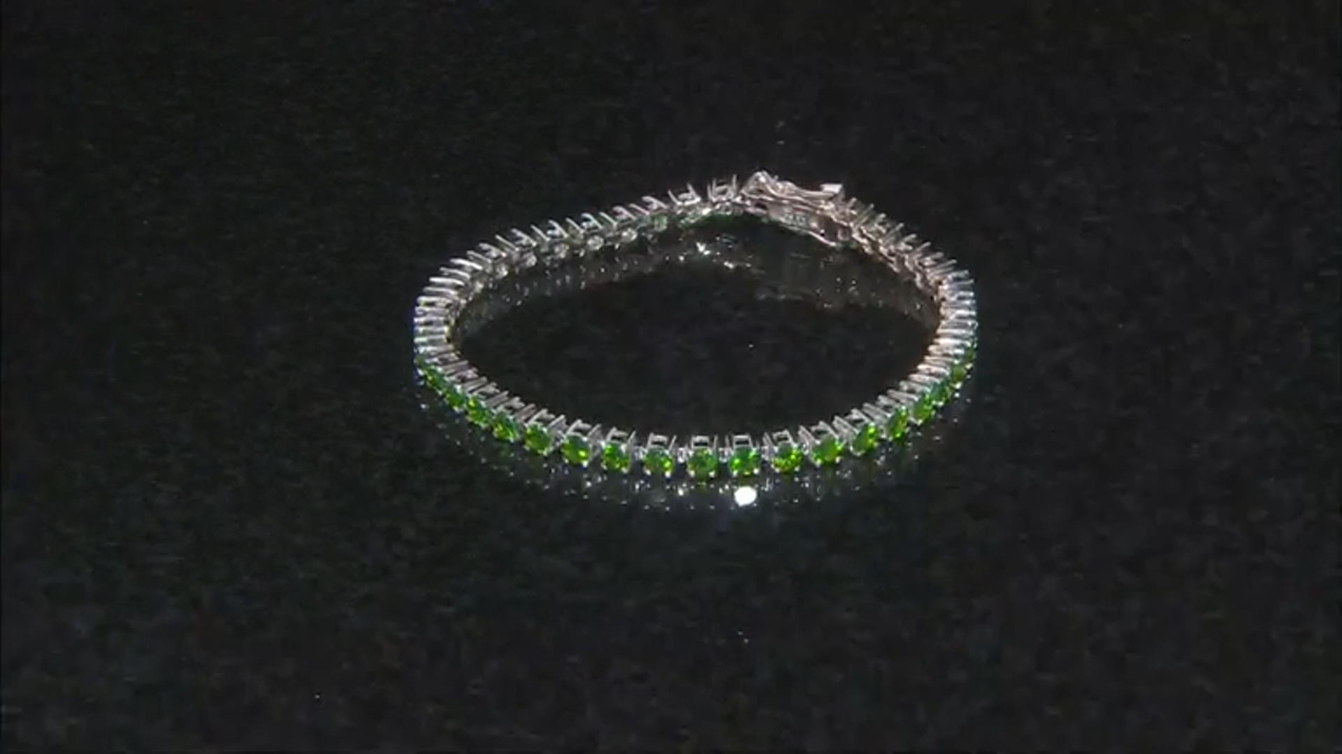 Green Chrome Diopside Rhodium Over Sterling Silver Tennis Bracelet 7.72ctw Video Thumbnail
