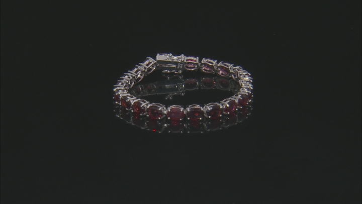 Red Garnet Rhodium Over Sterling Silver Tennis Bracelet 27.50ctw Video Thumbnail