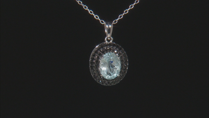 Blue Aquamarine Rhodium Over Sterling Silver Pendant With Chain 1.90ctw Video Thumbnail