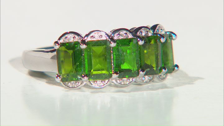 Green Chrome Diopside Rhodium Over Sterling Silver Ring 2.96ctw Video Thumbnail