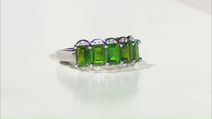 Green Chrome Diopside Rhodium Over Sterling Silver Ring 2.96ctw Video Thumbnail