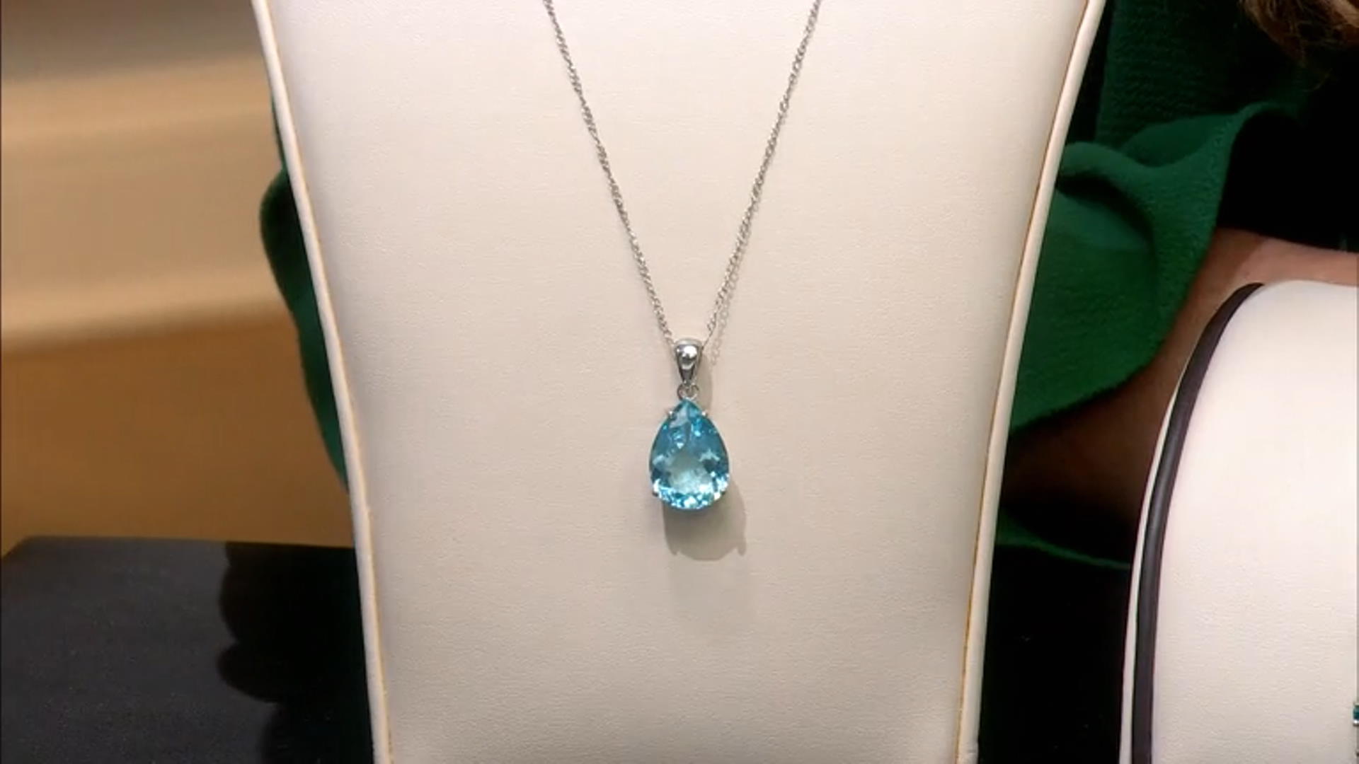 Sky Blue Topaz Rhodium Over Sterling Silver Pendant 12.00ct Video Thumbnail