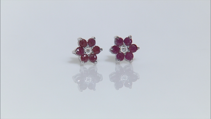 Red Ruby Rhodium Over Sterling Silver Earrings 1.61ctw Video Thumbnail