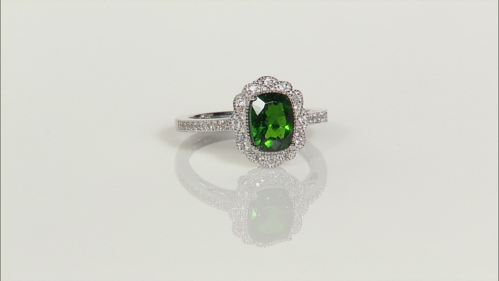 Green Chrome Diopside Rhodium Over Sterling Silver Ring 1.50ctw Video Thumbnail
