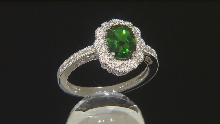 Green Chrome Diopside Rhodium Over Sterling Silver Ring 1.50ctw Video Thumbnail