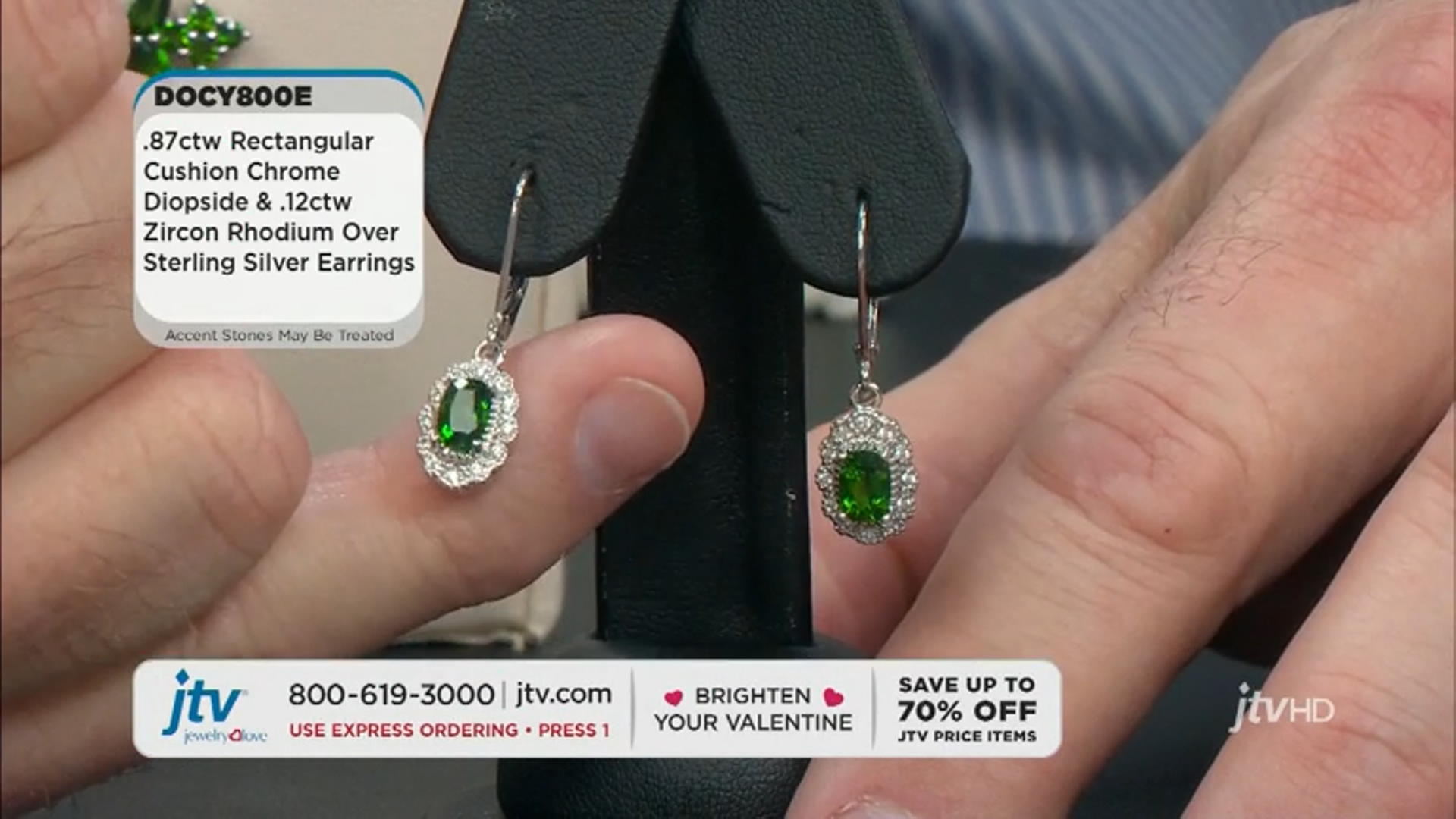 Green Chrome Diopside Rhodium Over Silver Earrings .99ctw Video Thumbnail