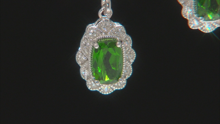 Green Chrome Diopside Rhodium Over Silver Earrings .99ctw Video Thumbnail