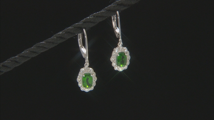 Green Chrome Diopside Rhodium Over Silver Earrings .99ctw Video Thumbnail