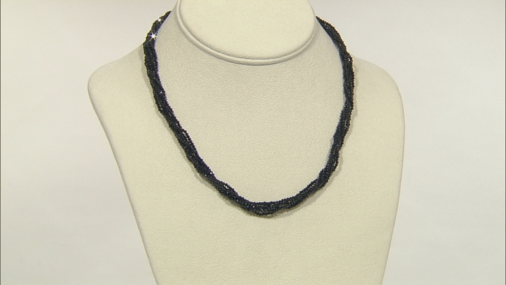 Black Spinel Rhodium Over Sterling Silver Bead Necklace 90.00ctw Video Thumbnail