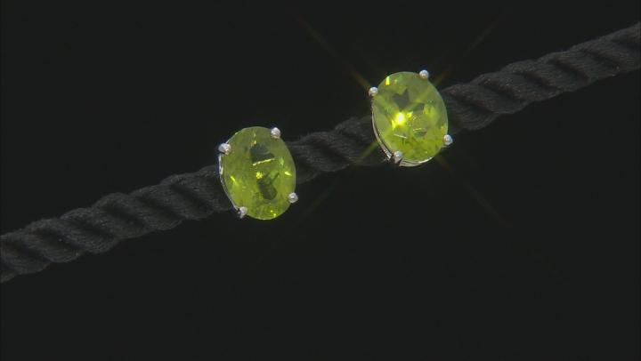 Green Peridot Rhodium Over Sterling Silver Earrings 4.00ctw Video Thumbnail