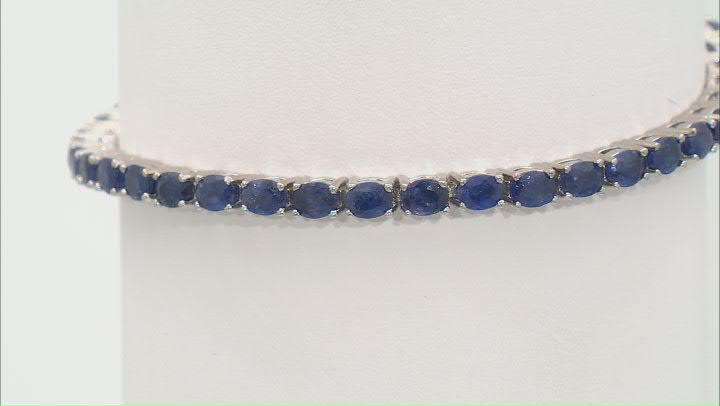 Blue Mahaleo(R) Sapphire Rhodium Over Sterling Silver Bracelet 10.00ctw Video Thumbnail