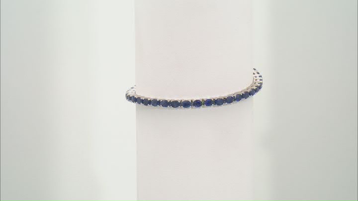 Blue Mahaleo(R) Sapphire Rhodium Over Sterling Silver Bracelet 10.00ctw Video Thumbnail