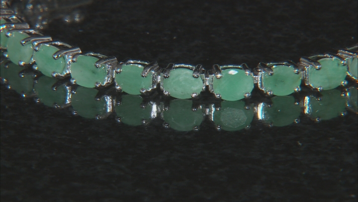 Green Emerald Rhodium Over Sterling Silver Tennis Bracelet 8.50ctw Video Thumbnail