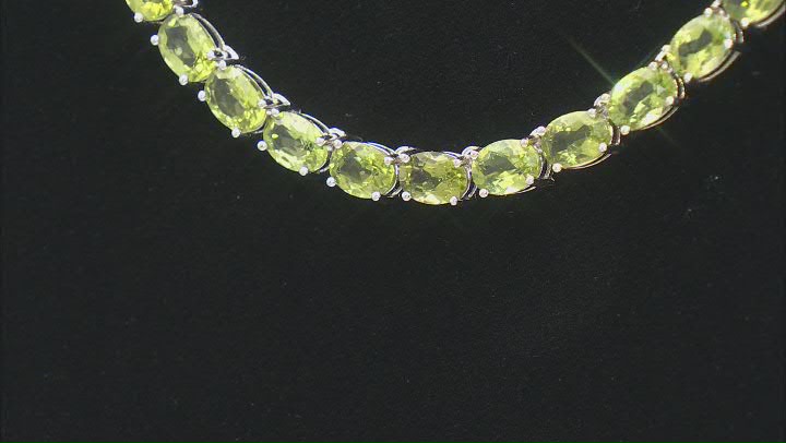 Green Peridot Rhodium Over Sterling Silver Necklace 52.95ctw Video Thumbnail