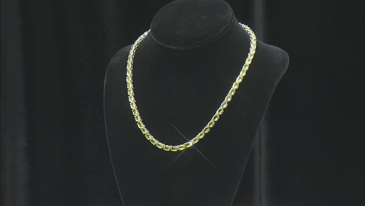 Green Peridot Rhodium Over Sterling Silver Necklace 52.95ctw Video Thumbnail