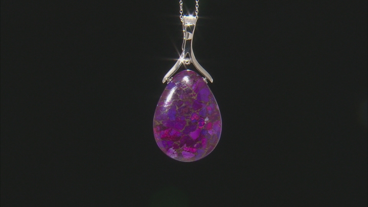 Purple Turquoise Rhodium Over Sterling Silver Enhancer With Chain Video Thumbnail