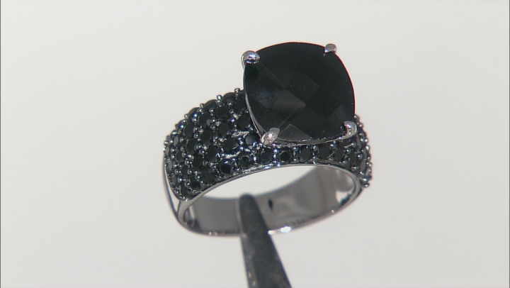 Black Spinel, Black Rhodium Over Sterling Silver Ring 10.70ctw Video Thumbnail