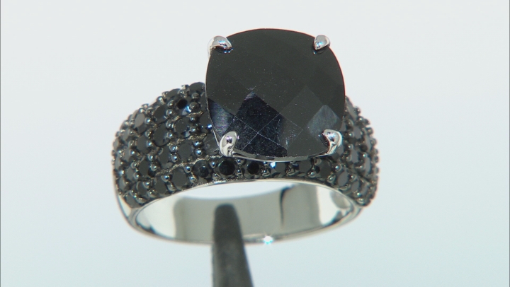 Black Spinel, Black Rhodium Over Sterling Silver Ring 10.70ctw Video Thumbnail