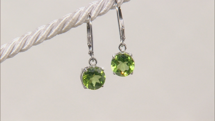 Green Peridot Sterling Silver Solitaire Earrings 4.50ctw Video Thumbnail