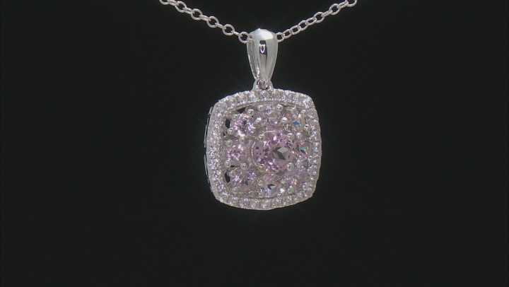 Pink color shift garnet rhodium over sterling silver pendant with chain 1.90ctw Video Thumbnail