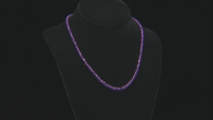 Purple African Amethyst Bead Rhodium Over Silver Necklace Video Thumbnail