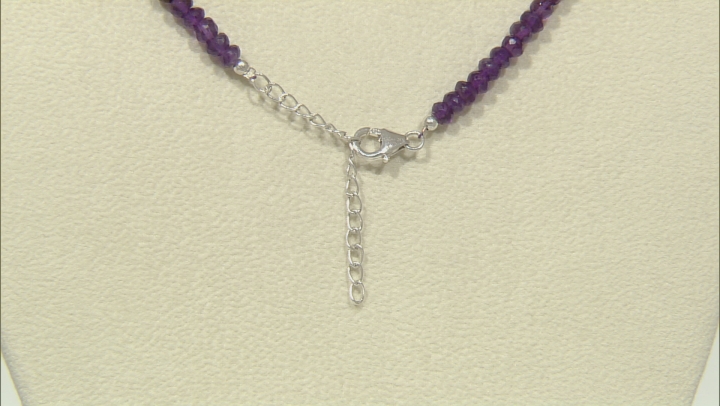 Purple African Amethyst Bead Rhodium Over Silver Necklace 