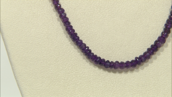 Purple African Amethyst Bead Rhodium Over Silver Necklace Video Thumbnail