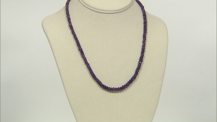 Purple African Amethyst Bead Rhodium Over Silver Necklace Video Thumbnail