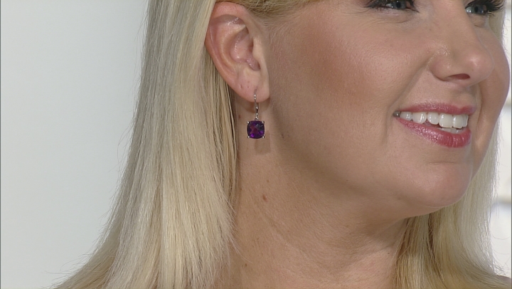 Purple African Amethyst Rhodium Over Sterling Silver Earrings 6.50ctw
