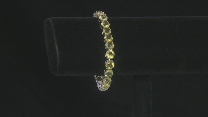 Canary Yellow Quartz Rhodium Over Sterling Silver Tennis Bracelet 33.00ctw Video Thumbnail
