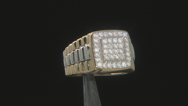 White Diamond Rhodium & 14K Yellow Gold Over Sterling Silver Mens Ring 0.75ctw Video Thumbnail